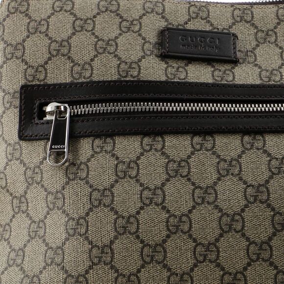 Gucci Front Zip Messenger GG Coated Canvas Medium Brown - Picture 6 of 8